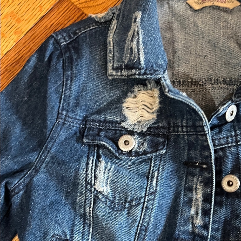 Highway Jeans Dark Blue Distressed Kids Jean Jacket - Picture 3 of 5